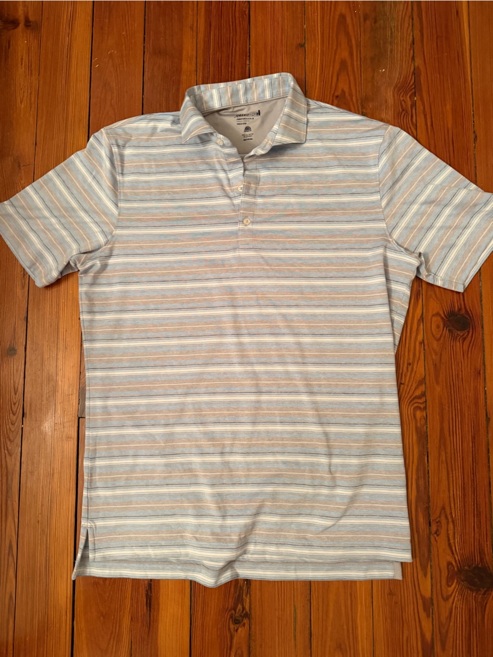 Johnnie-O Striped Polo Shorts Set in Light Blue and Cream